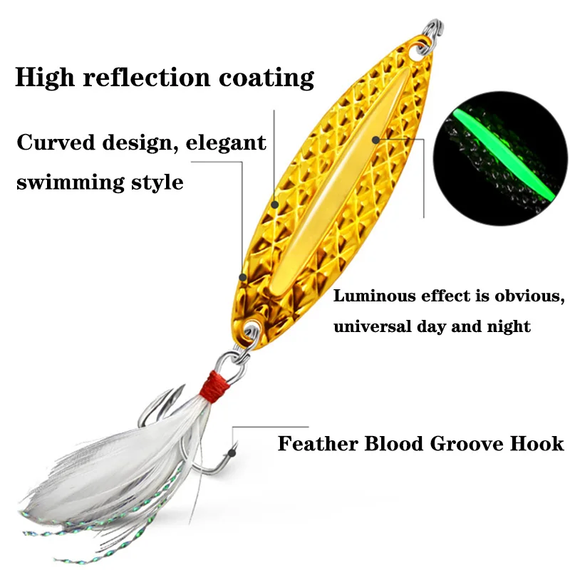 1PC Metal Luminous Spinner Spo - Fishing Hook Treble 评论和价格