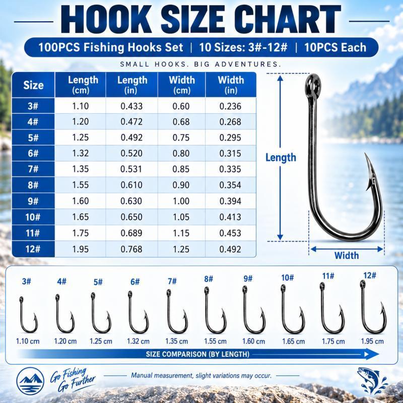 100PCS Barbed Fishing Hooks Se - Fishing Hook Assortment 评论和价格