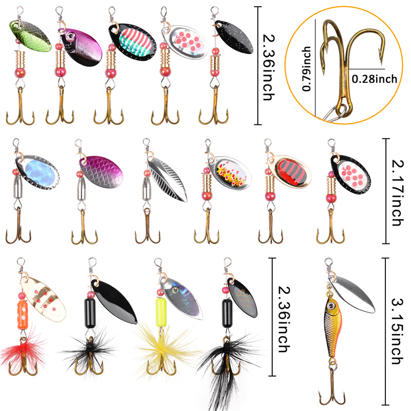 5/10/16Pcs Spinner Fishing Lur - Fishing Hook Treble 评论和价格