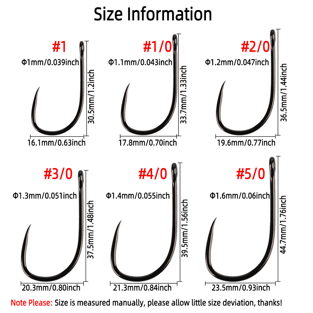 20pcs #1 1/0 2/0 3/0 4/0 5/0 S - Fishing Hook Assortment 评论和价格